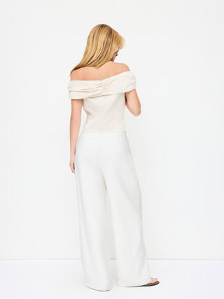 Crossover Waistband Linen Trouser