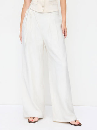 Crossover Waistband Linen Trouser