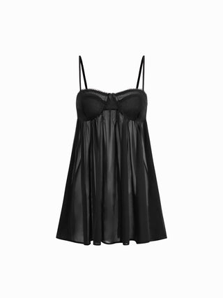Chiffon Leopard Bowknot Oversized Mini Nightdress