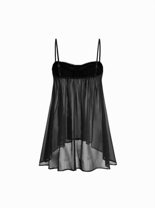 Chiffon Leopard Bowknot Oversized Mini Nightdress