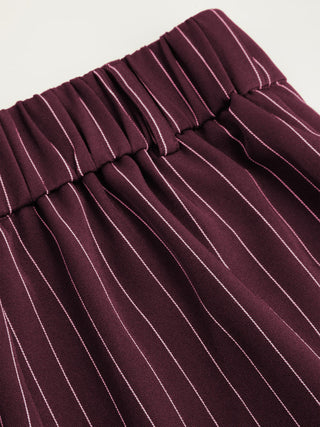 Mid Rise Stripe Pleated Wide Leg Trousers