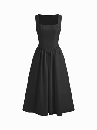 Wedding Wedding Guest Dress wedding guest wedding special occasion dresses Woven Linen-blend Square Neck Ruffle Midi Dress For Vacation