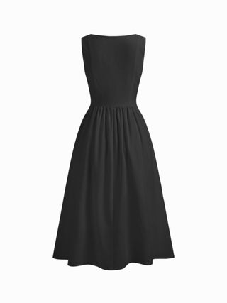 Wedding Wedding Guest Dress wedding guest wedding special occasion dresses Woven Linen-blend Square Neck Ruffle Midi Dress For Vacation