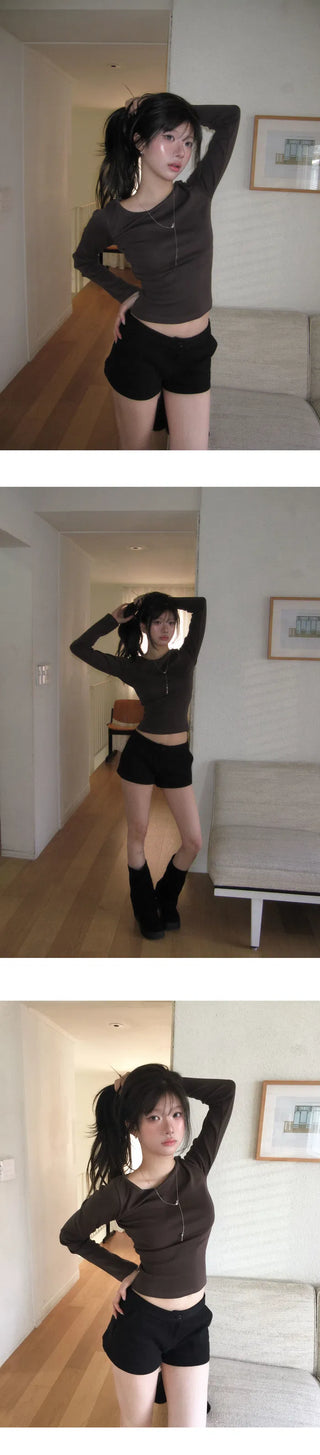 Select sleeve size/neckline MOMU BASIC long-sleeved T-shirt - 4 colors