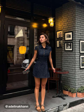 Denim Collar Button Mini Dress