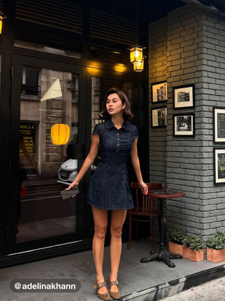 Denim Collar Button Mini Dress