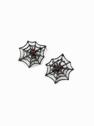 RHINESTONE SPIDER & WEB STUD EARRINGS