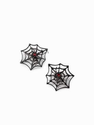 RHINESTONE SPIDER & WEB STUD EARRINGS