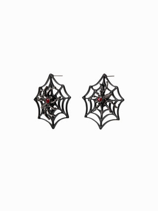 RHINESTONE SPIDER & WEB STUD EARRINGS