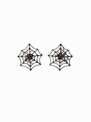 RHINESTONE SPIDER & WEB STUD EARRINGS