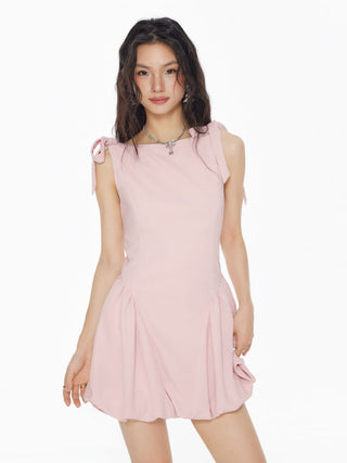 Grad Dresses Cute Summer Dresses Party Dress For Party New Years Holiday Dress Valentine rush outfits special occasion dresses Woven Sculptural Boat Neck Bowknot Bubble Hem Mini Dress For Date