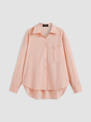 Cotton Collar Solid Long Sleeve Shirt