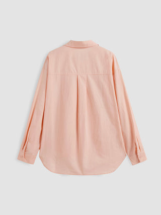 Cotton Collar Solid Long Sleeve Shirt