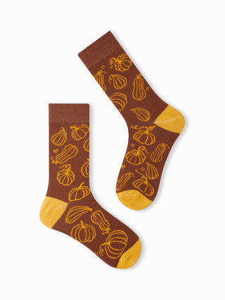 2 PAIRS PUMPKIN & HAZELNUT CREW SOCKS SET