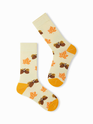 2 PAIRS PUMPKIN & HAZELNUT CREW SOCKS SET