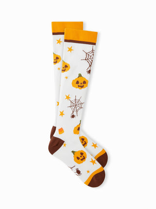 PUMPKIN & SPIDER WEB OVER THE CALF SOCKS