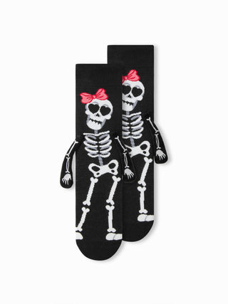 2 PAIRS GHOST FACE & SKELETON HOLDING HANDS ANKLE SOCKS SET