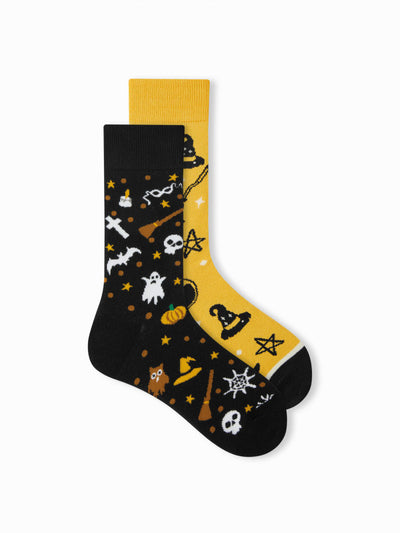 2 PAIRS HALLOWEEN PATTERN CREW SOCKS SET