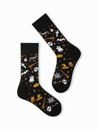 2 PAIRS HALLOWEEN PATTERN CREW SOCKS SET