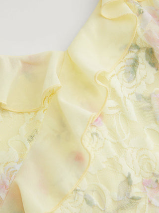 Lace Floral Sweetheart Neck Ruffle Trim Cami Mini Dress