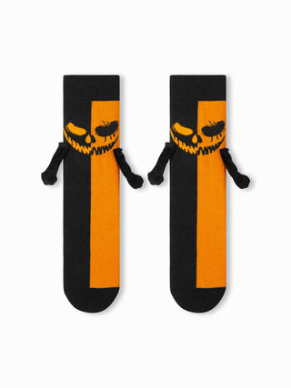 2 PAIRS GHOST FACE & SKELETON HOLDING HANDS ANKLE SOCKS SET