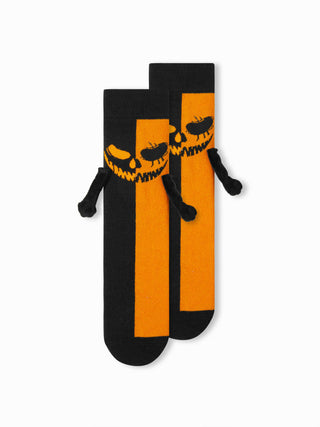 2 PAIRS GHOST FACE & SKELETON HOLDING HANDS ANKLE SOCKS SET