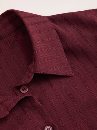 Polo Collar Texture Button Up Shirt