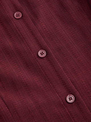 Polo Collar Texture Button Up Shirt