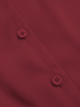 Satin Collar Long Sleeve Curved Hem Cinched Waist Shirt
