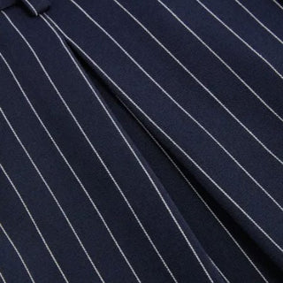 Mid Rise Stripe Pleated Wide Leg Trousers