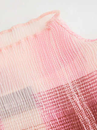 High Neck Plaid Texture Lettuce Trim Tank Top