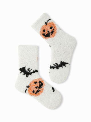 GHOST & PUMPKIN FUZZY ANKLE SOCKS