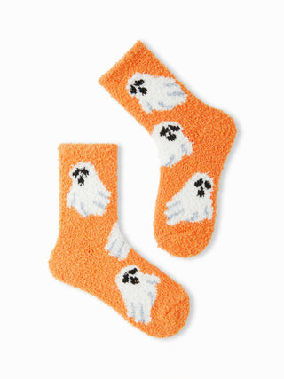 GHOST & PUMPKIN FUZZY ANKLE SOCKS