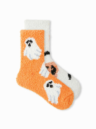 GHOST & PUMPKIN FUZZY ANKLE SOCKS