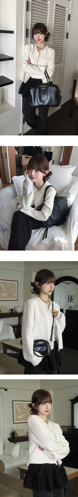 Rudy Round Neck Zip-Up Surgical Tweed Jacket - 2 Colors