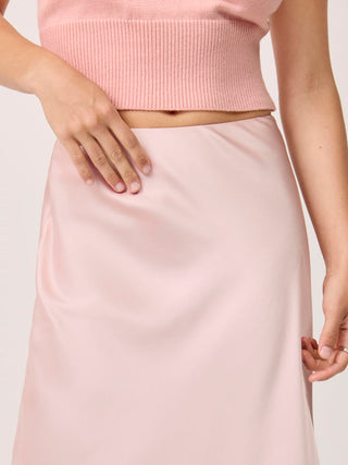 Satin Mid Rise Ruffle Maxi Skirt