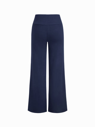 Built-in Bra Square Neck Lace Trim Cami Top & Mid Rise Straight Leg Trousers Loungewear Set