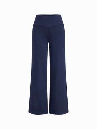 Built-in Bra Square Neck Lace Trim Cami Top & Mid Rise Straight Leg Trousers Loungewear Set
