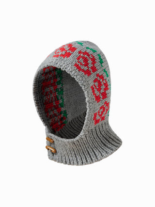 FLORAL KNITTED BALACLAVA HAT