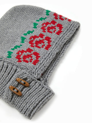 FLORAL KNITTED BALACLAVA HAT