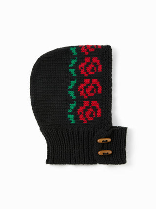 FLORAL KNITTED BALACLAVA HAT