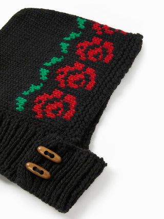 FLORAL KNITTED BALACLAVA HAT