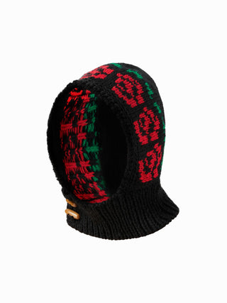 FLORAL KNITTED BALACLAVA HAT