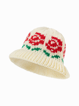 FLORAL KNITTED BUCKET HAT