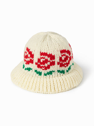 FLORAL KNITTED BUCKET HAT