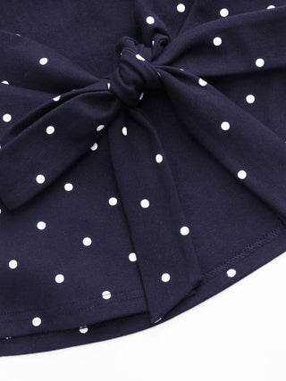 Cotton-blend Boat Neck Knotted Polka Dot Ruched Tank Top