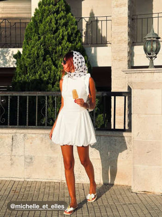Grad Dresses Cute Summer Dresses Party Dress For Party New Years Holiday Dress Valentine rush outfits special occasion dresses Woven Sculptural Boat Neck Bowknot Bubble Hem Mini Dress For Date