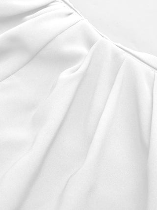 Asymmetrical Neck Metal Detail Cut Out Ruched Mini Dress