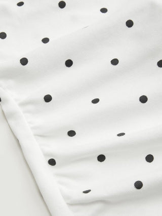 Cotton-blend Boat Neck Knotted Polka Dot Ruched Tank Top