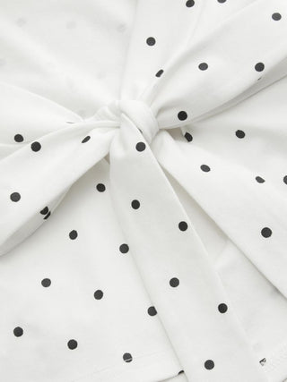 Cotton-blend Boat Neck Knotted Polka Dot Ruched Tank Top